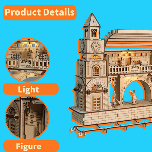 3D Wooden Puzzle Railway Station Model Kits To Build Wooden