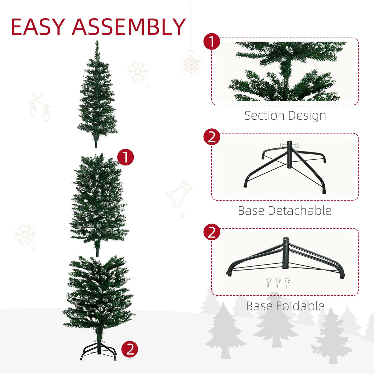 6FT Artificial Snow Dipped Christmas Tree Xmas Pencil Tree Holiday Home