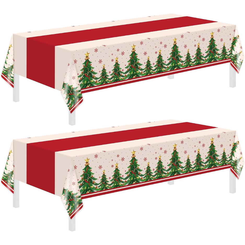 2 Pack Christmas Tablecloths,christmas Party Decoration,54 X 108 Inch
