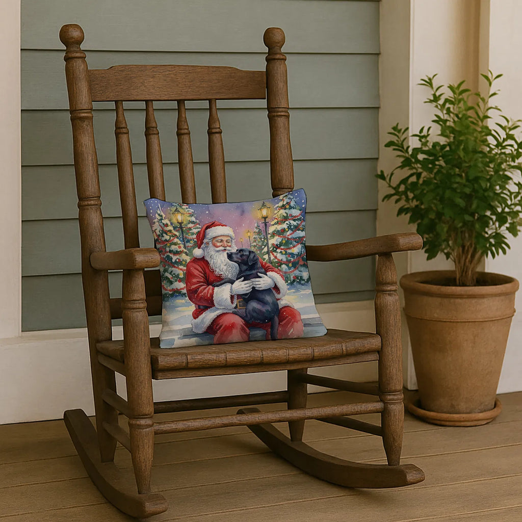 Black Labrador Retriever With Santa Claus Throw Pillow Decorative