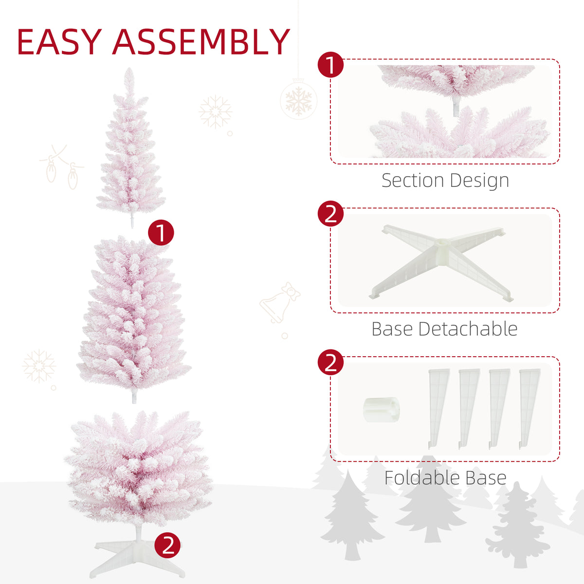 7 Decorated Christmas Tree Snow Flocked Artificial Christmas Tree