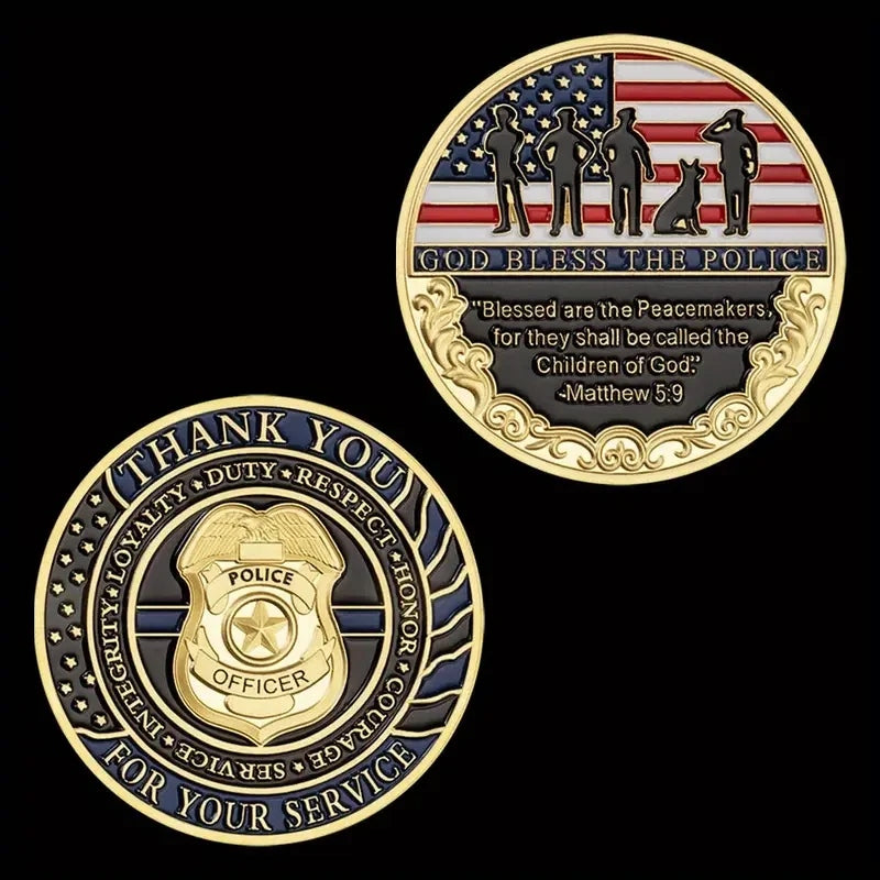 4pc Thank You For Your Service Challenge Coin Medal God Bless The Police