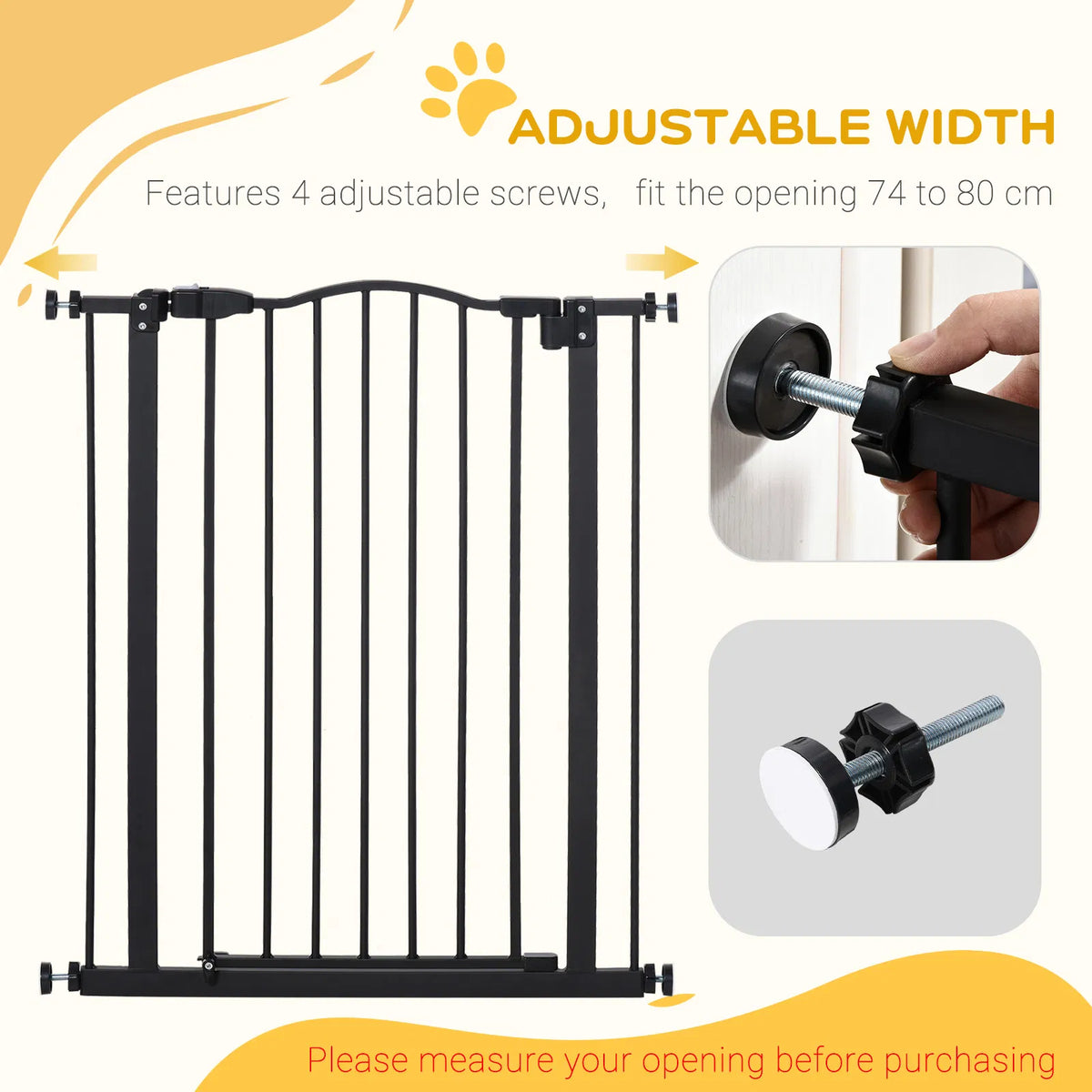 Extra Tall Dog Gate With Door, Pressure Fit, Auto Close, Double Locking