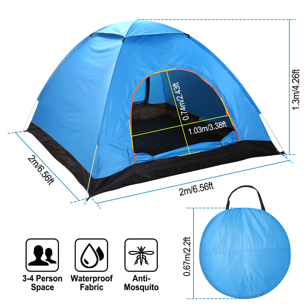 1Pc 4 Persons Camping Waterproof Tent Instant Setup Tent With Mosquito