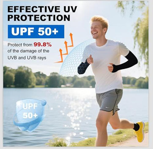 Unisex Cooling Ice Silk Sun Sleeves - UV Protection Thin Arm Guards