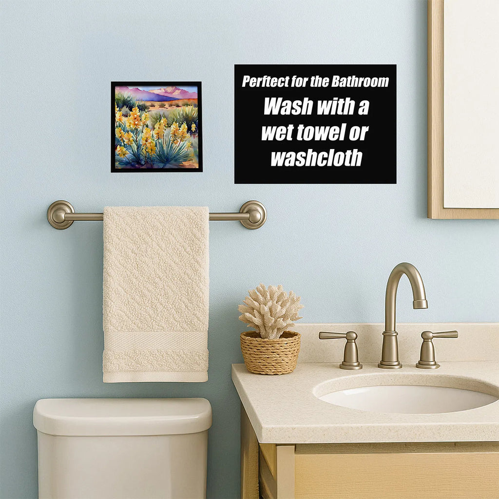 Mexico Yucca Flower In Watercolor Framed Metal Print Bathroom, Kitchen