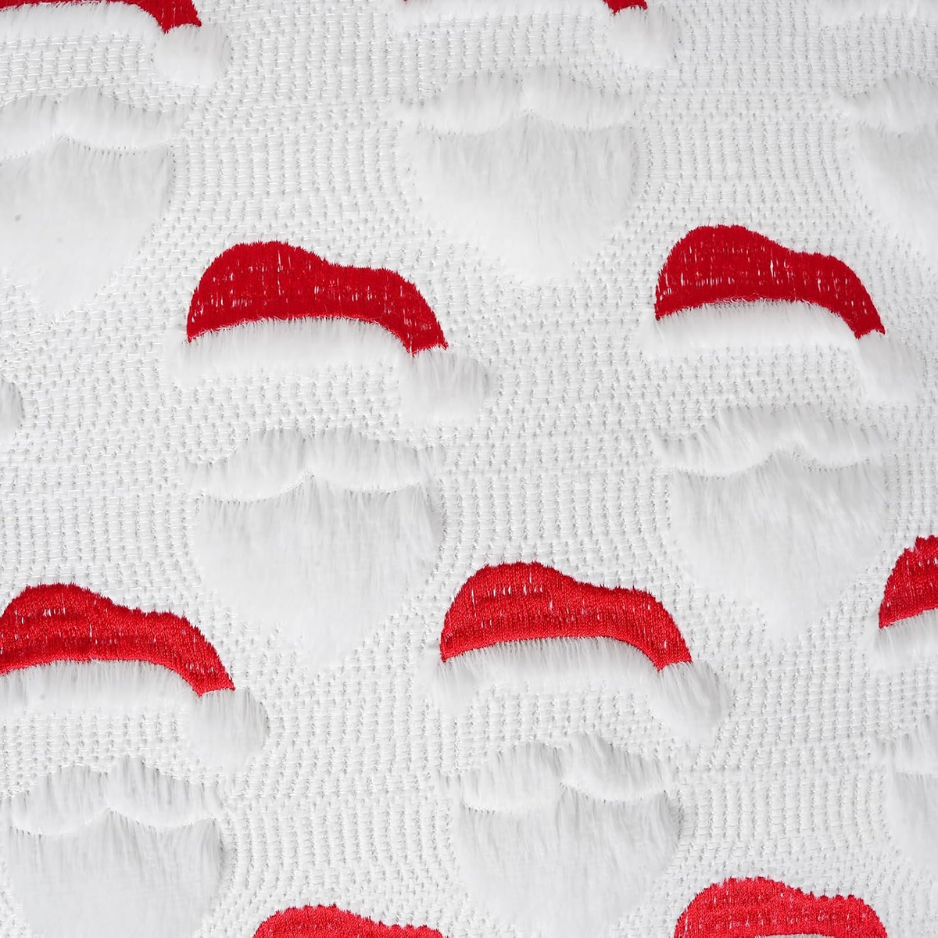 2Pcs Santa Christmas Pillow Covers 18x18, 3D Jacquard Faux Fur Decor