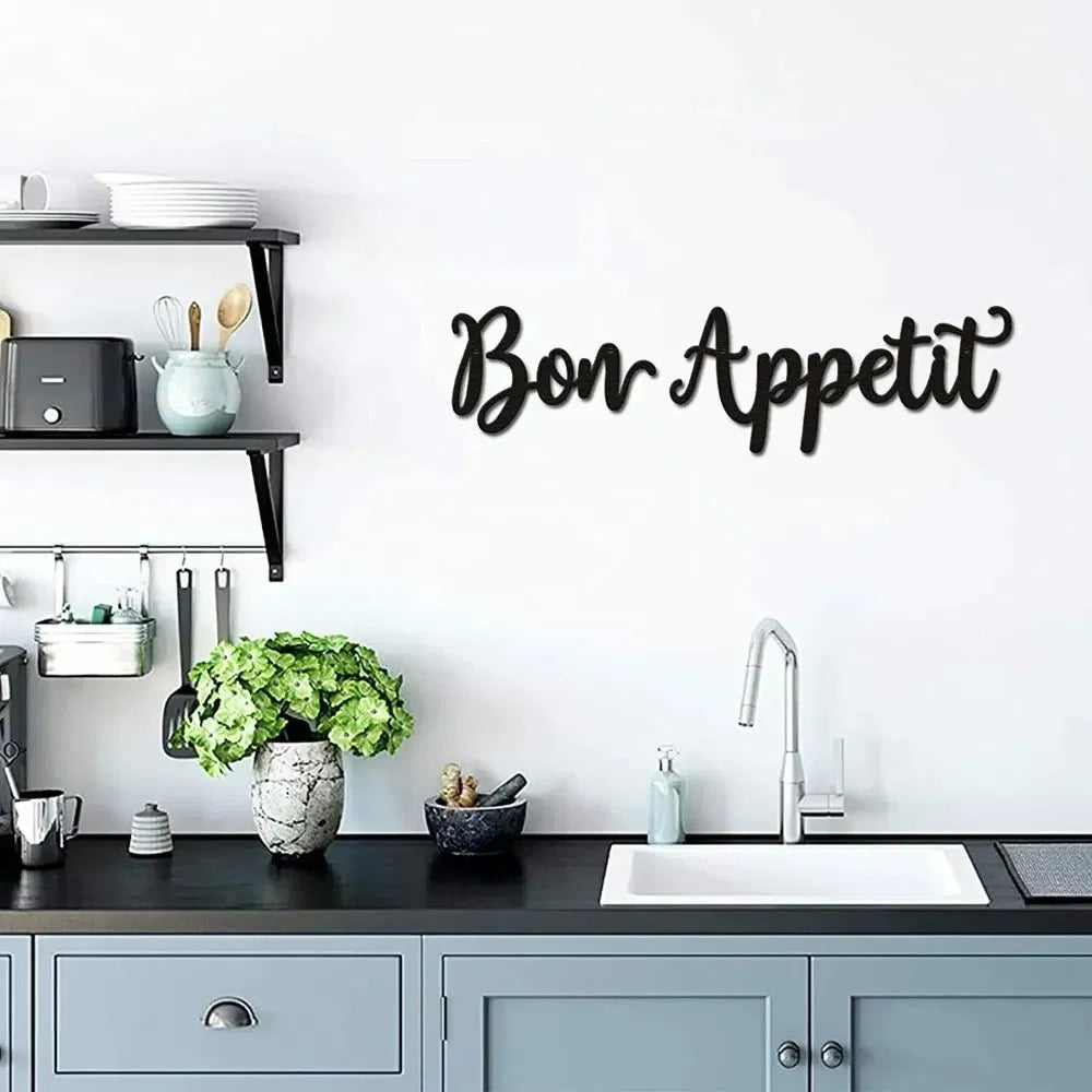 2pc Bon Appetit Wall Décor Bon Appetit Metal Wall Sign Farmhouse
