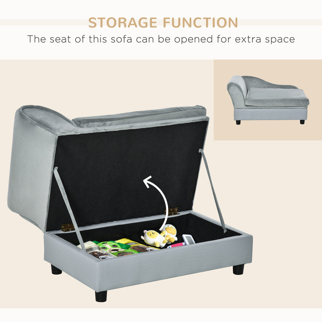 Luxury Fancy Dog Couch With Hidden Storage, Small Dog Sofa Bed With 2"