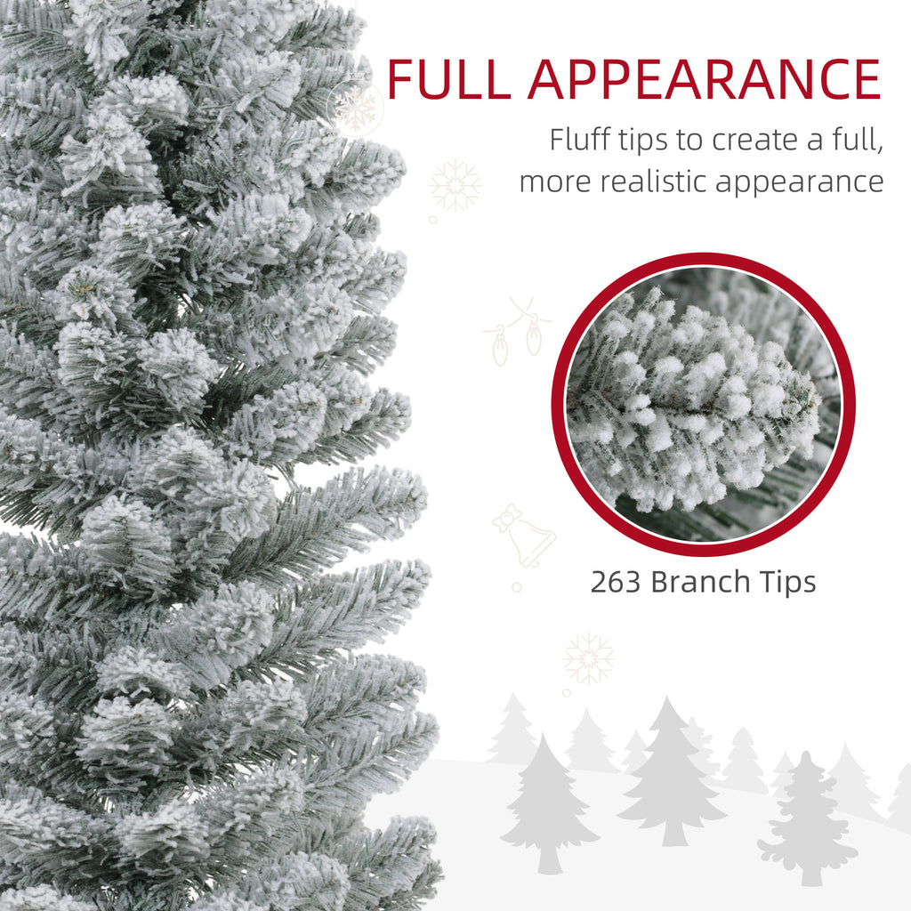 5ft Artificial Christmas Tree, Snow Flocked Branches, Metal Base