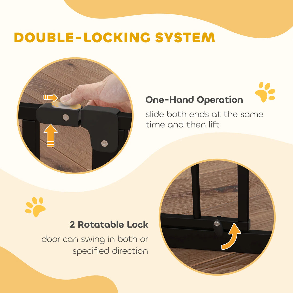 30"- 34" Easy Install Pet Gate W/ Door & Double Locking System, Extra