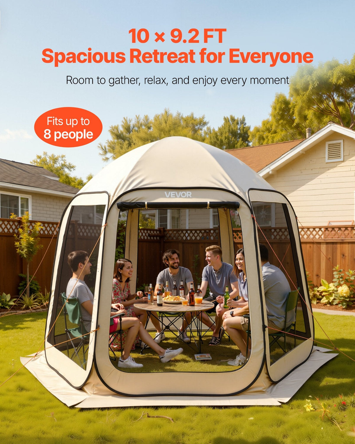 Screen House Tent, 6 X 6 Ft, 4-6 Person Pop Up Screen Tent