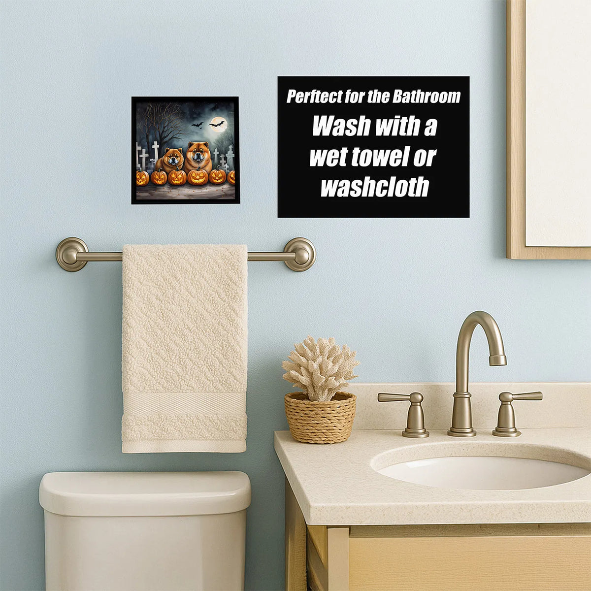 Chow Spooky Halloween Framed Metal Print Bathroom, Kitchen, Office