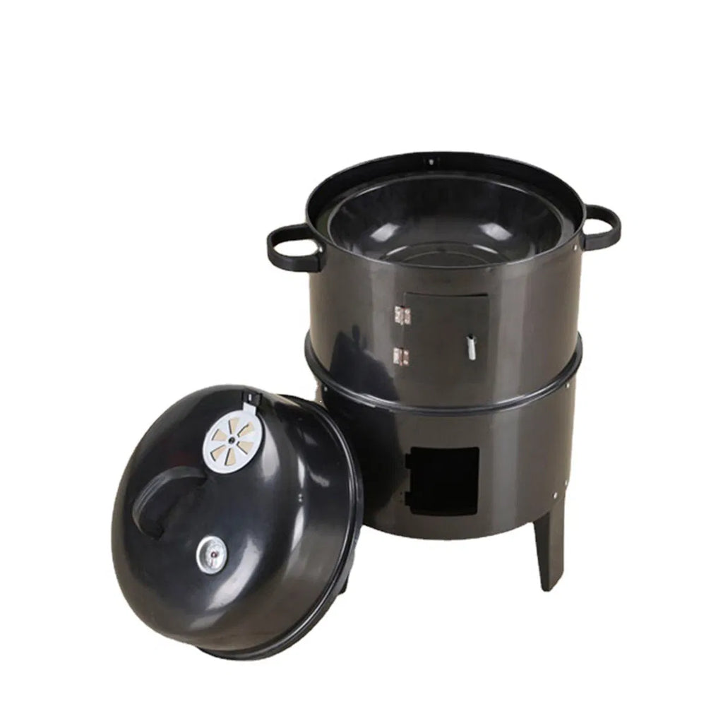 Outdoor Double-layer Grill, Charcoal Wood Fired Braising And Smoking