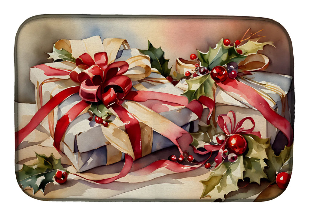 Christmas Bows & Ribbons Dish Drying Mat Absorbent Dish Drying Mat Pad