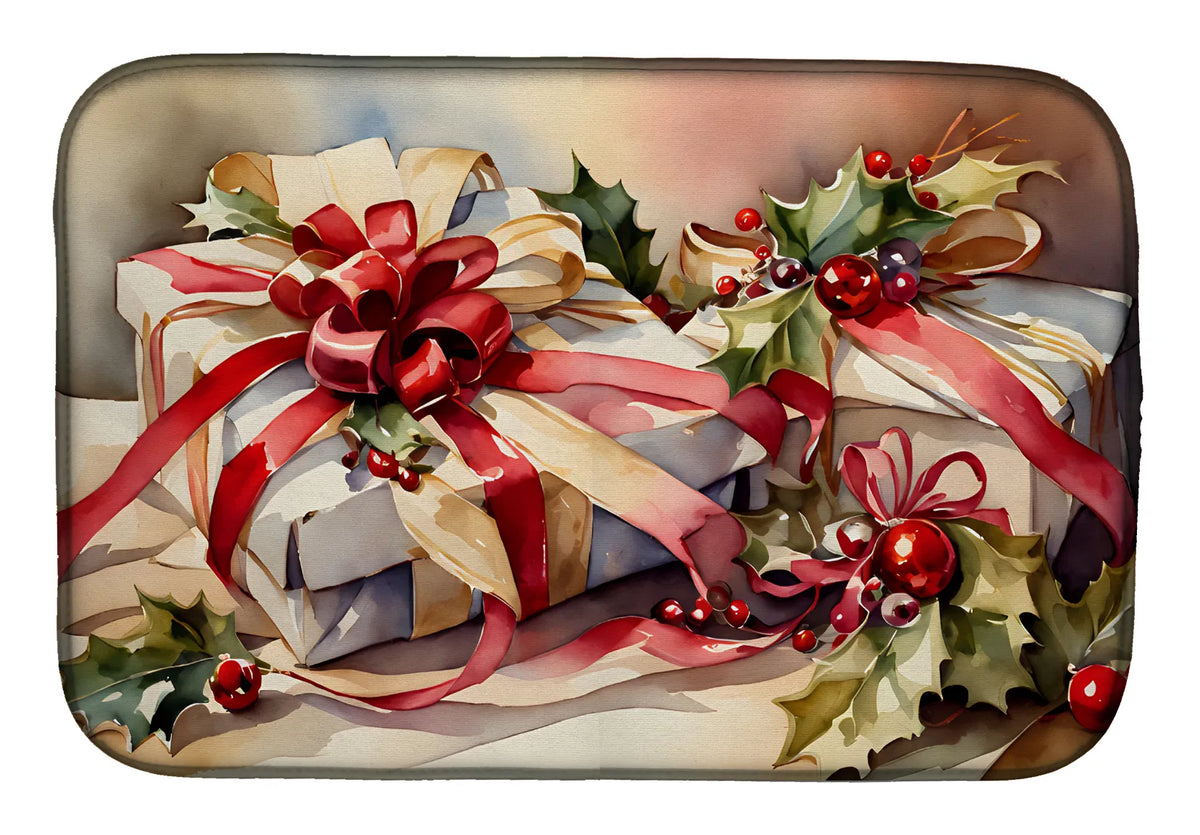 Christmas Bows & Ribbons Dish Drying Mat Absorbent Dish Drying Mat Pad