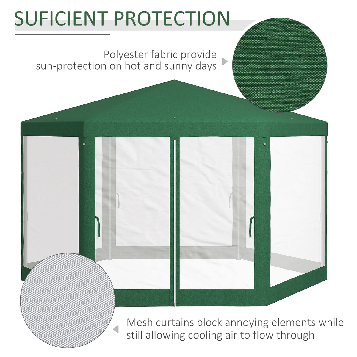 13 X 11 Outdoor Party Tent, Hexagon Sun Shade Shelter Canopy W/
