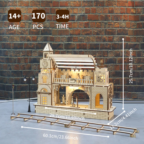 3D Wooden Puzzle Railway Station Model Kits To Build Wooden