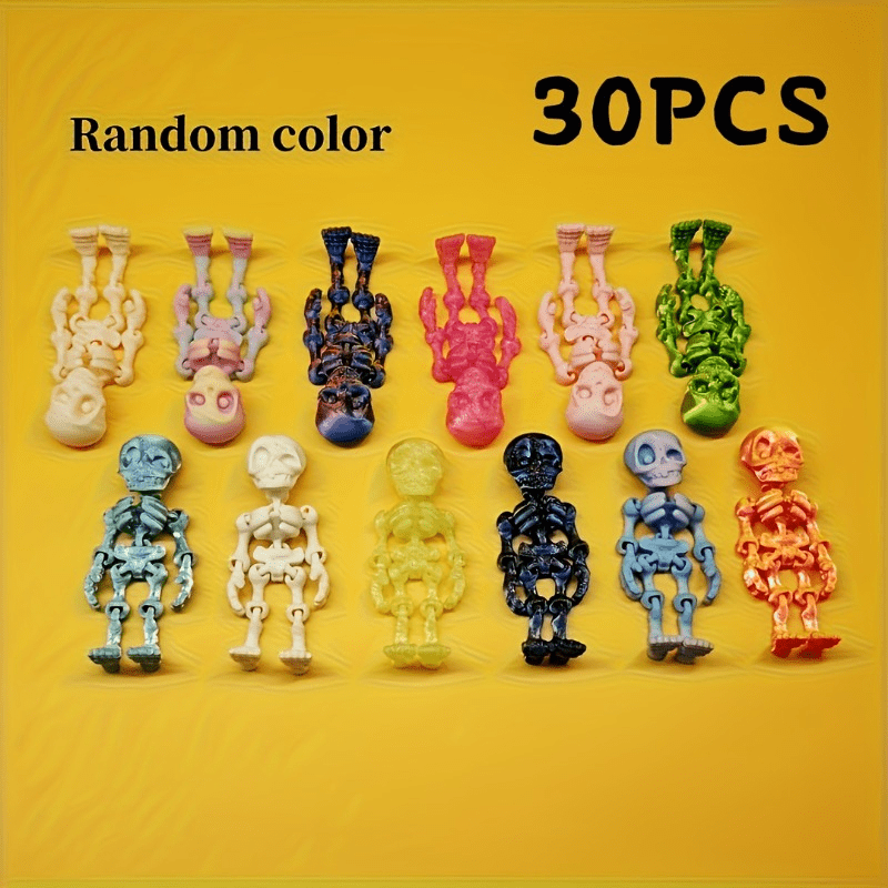 Halloween Mini Skeleton Figurines 30PCS 60PCS, Random Colors