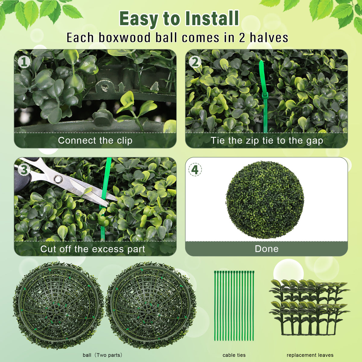 18.5IN Dark Artificial Topiary Balls Outdoor Faux Boxwood Decorative