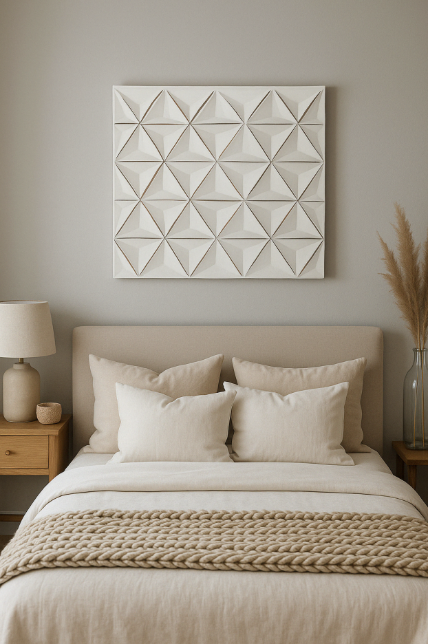 White Square Shape Handcrafted MDF Wall Decor 16inchx16inch Elegant