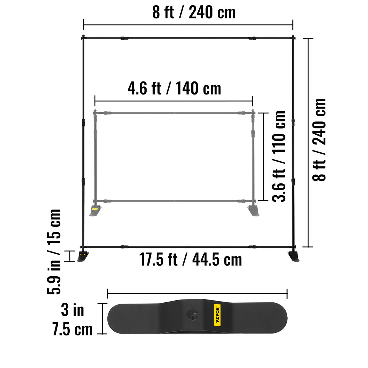 Vevor Telescopic Backdrop Banner Stand Banner Stand Adjustable Step