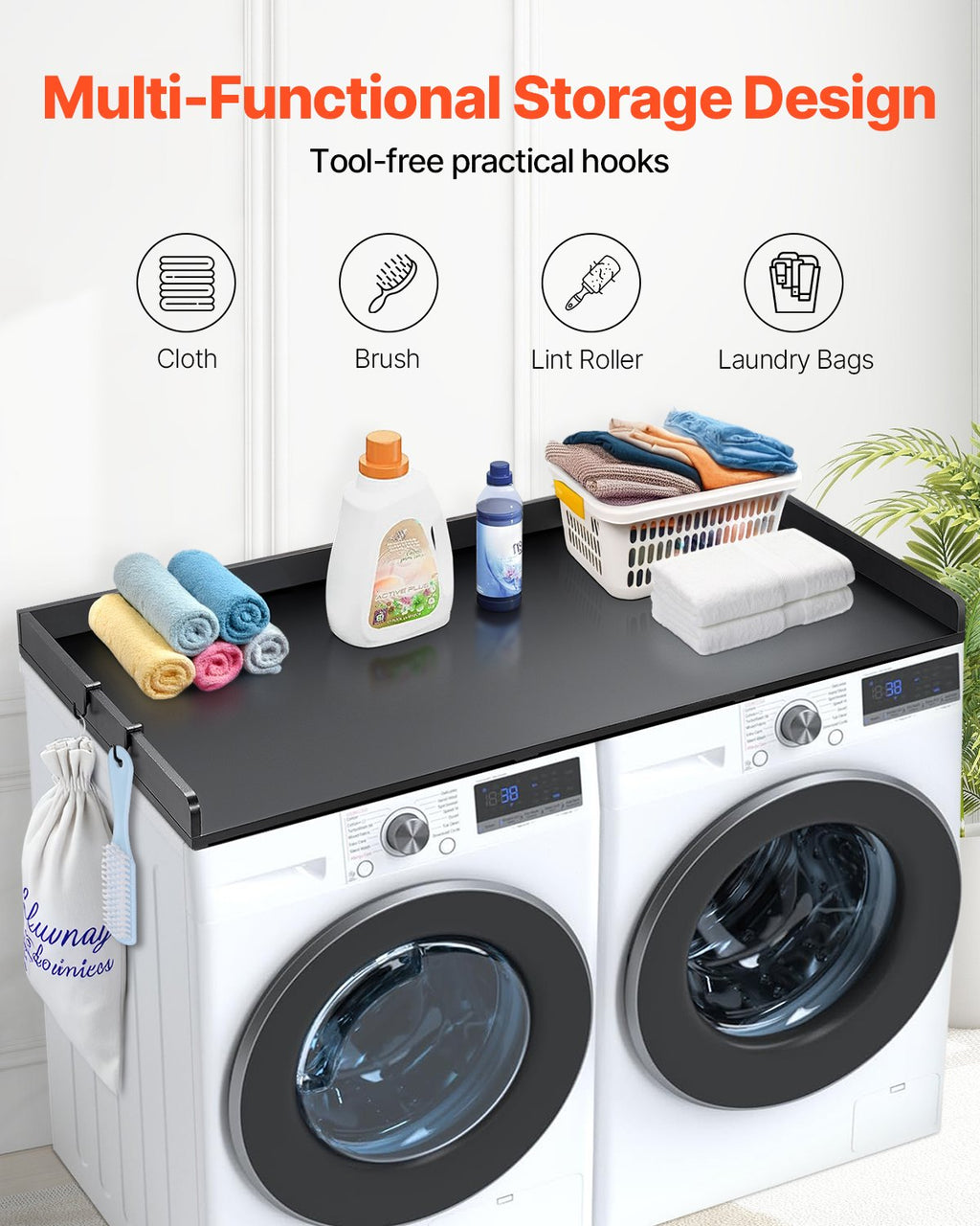 Washer Dryer Countertop, 54" X 27" Wooden Washer And Dryer Countertop