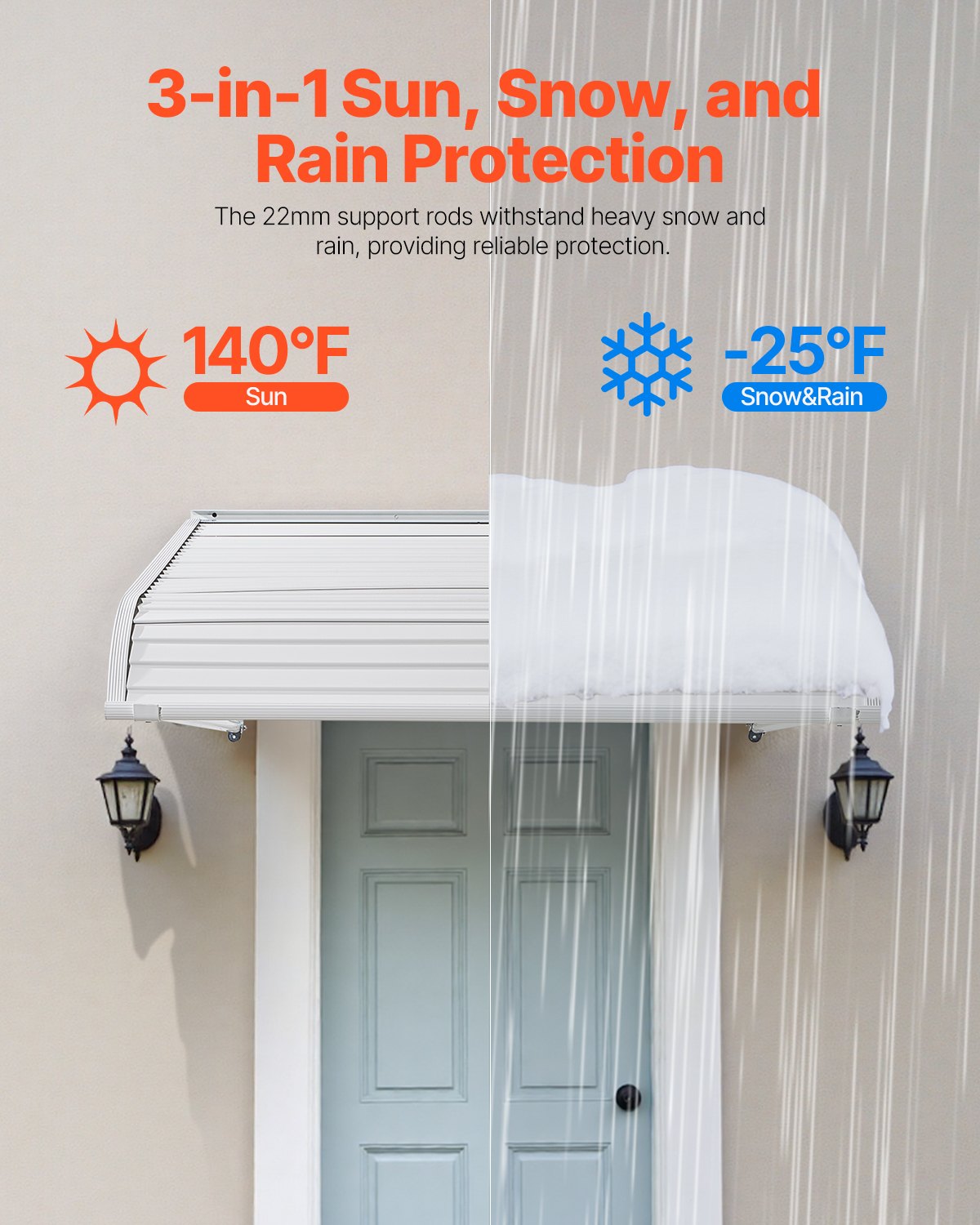 Window Awning Door Canopy 40x42 In Aluminum Alloy Front Door Awnings