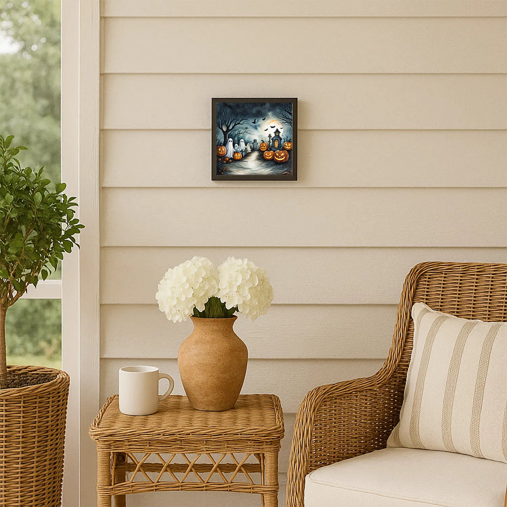 Ghosts Spooky Halloween Framed Metal Print Bathroom, Kitchen, Office