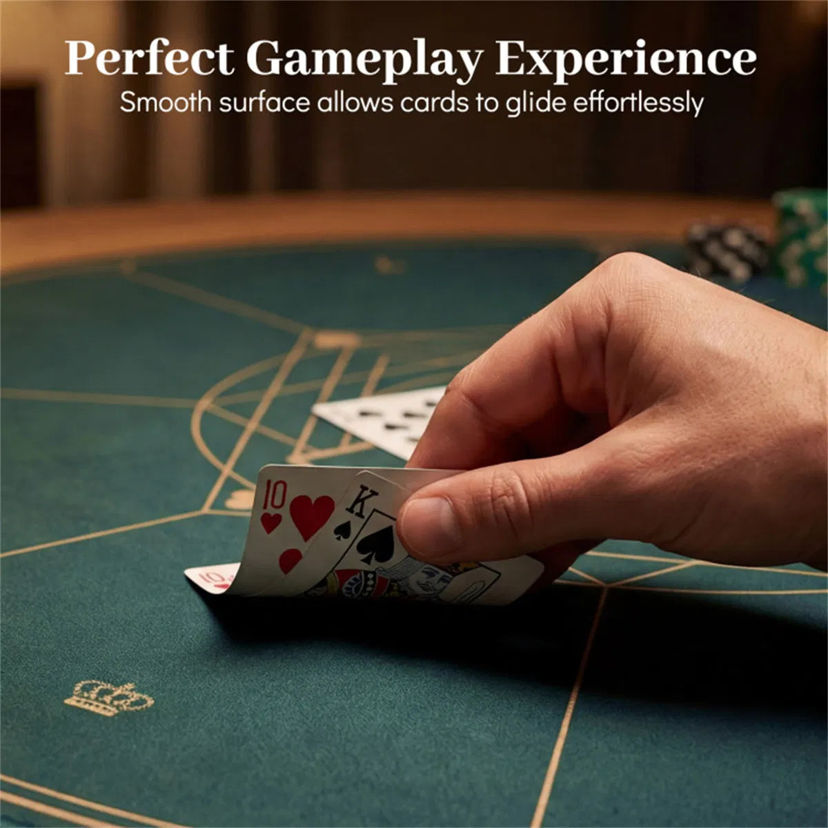 55" Round Foldable Poker Table Top Mat With Non-slip Rubber Base