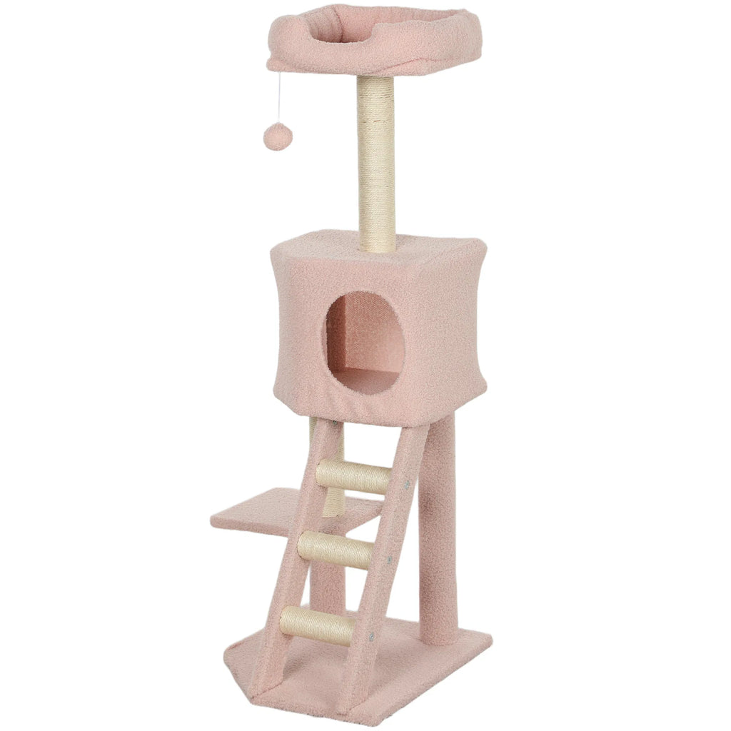47" Tall Cat Tree Tower With Condo, Ladder, Scratching Posts