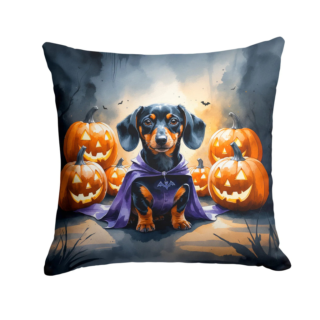 Dachshund Puppy Halloween Throw Pillow Machine Washable, Indoor Outdoor