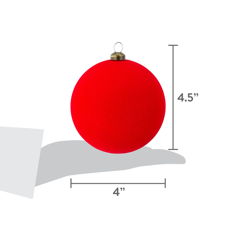 4-Pack Red Velvet-feel Shatterproof Christmas Ornaments, 4.5-Inch