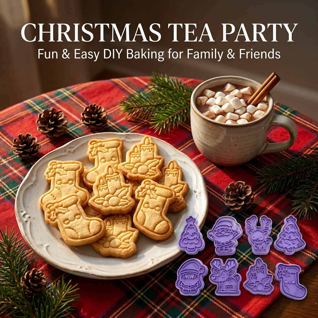 Christmas Cookie Cutters, 8-Piece 3D Printed Holiday Cookie Stamp Set