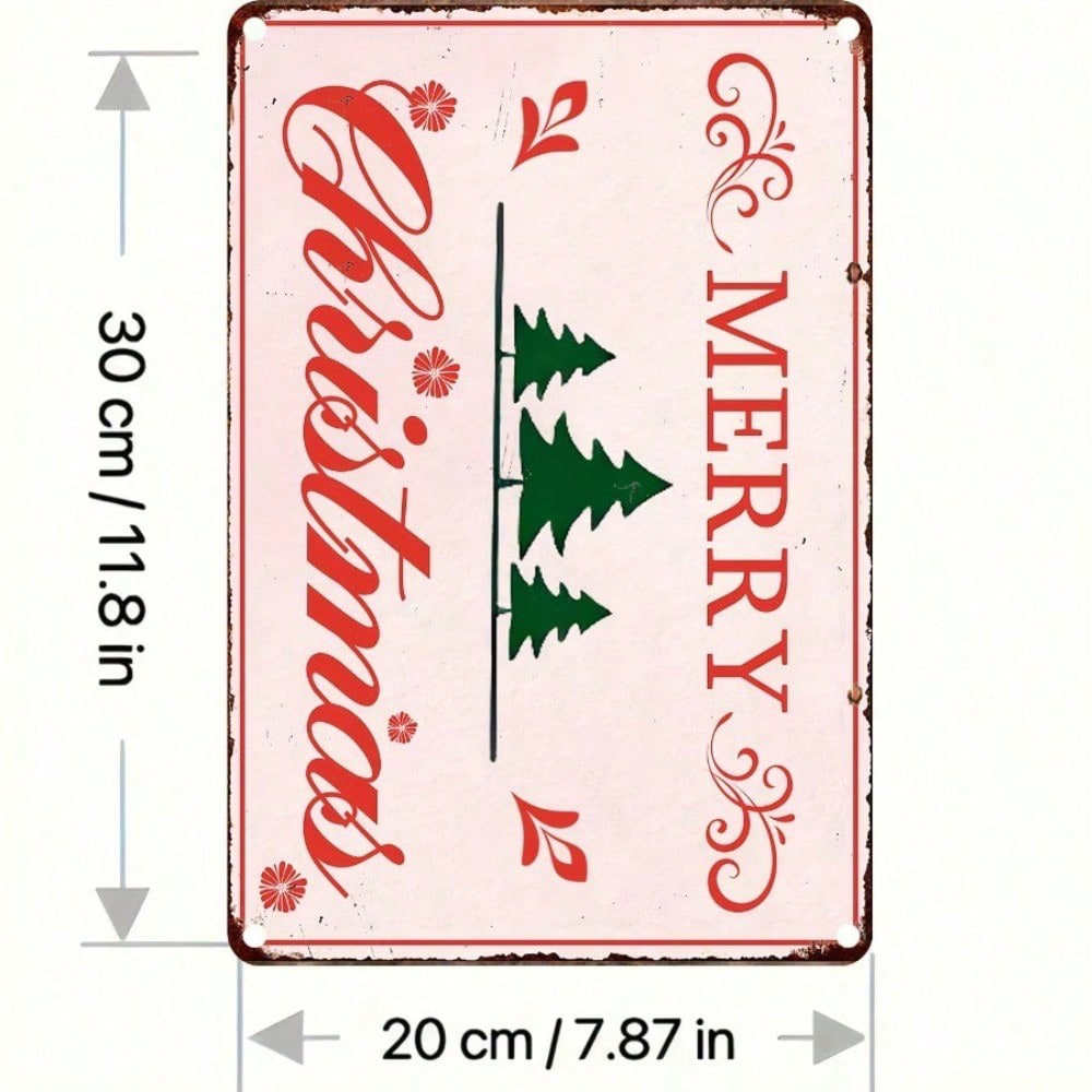Retro Christmas Tree Tin Sign, Metal Wall Decor -pink 8x12 Gift-ksign