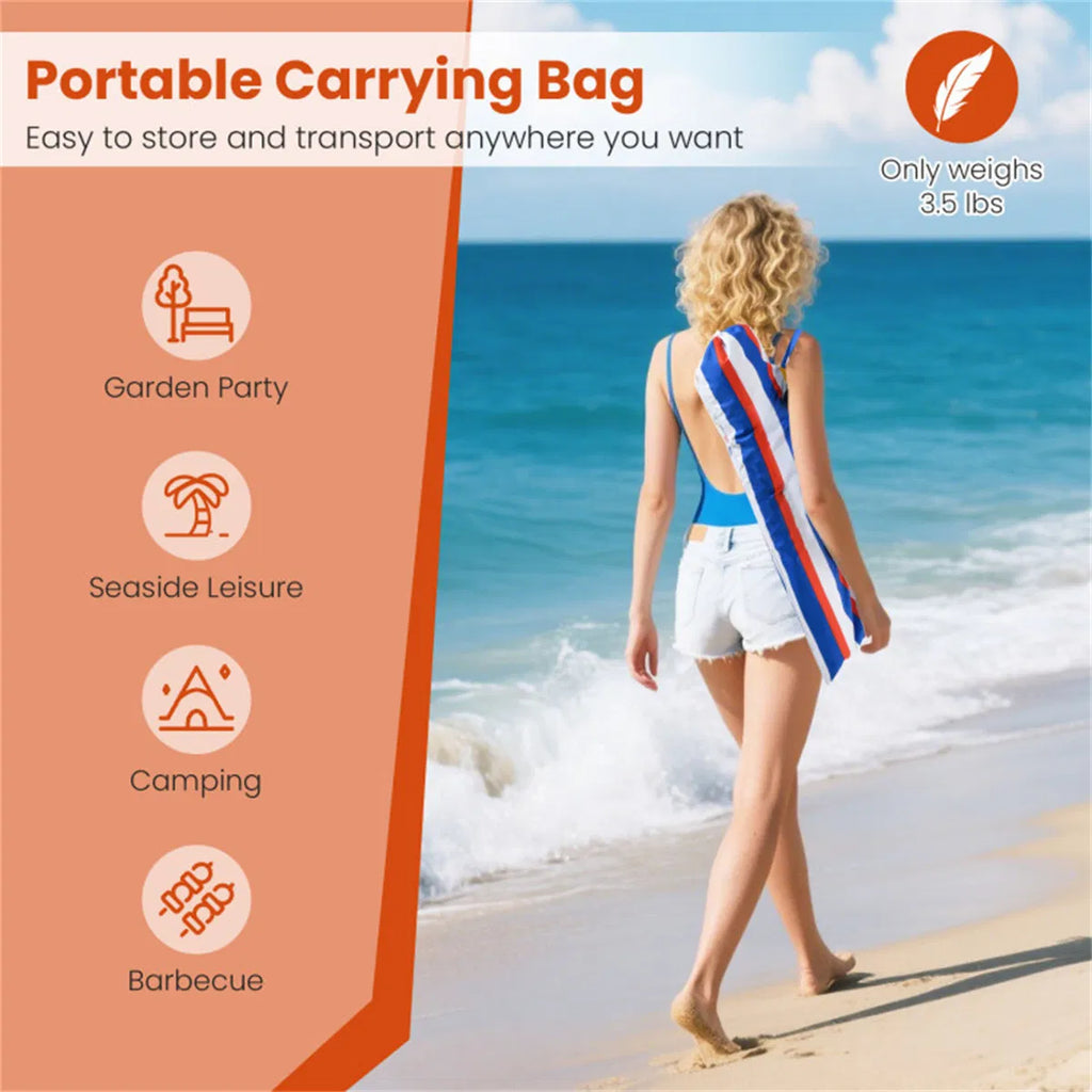 6.5ft Portable Beach Umbrella - UPF50+ Sun Protection , 3-Section Easy
