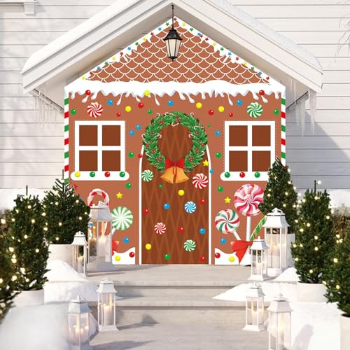 4 Pcs Christmas Gingerbread House Door Cover Decorations Gingerbread