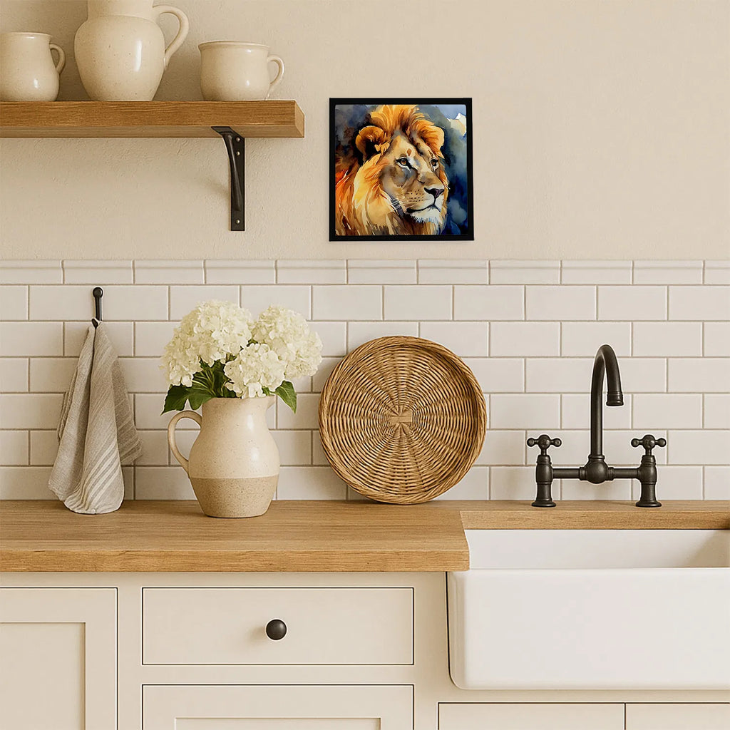 Lion Framed Metal Print Bathroom, Kitchen, Office, Home Decor Wall Art
