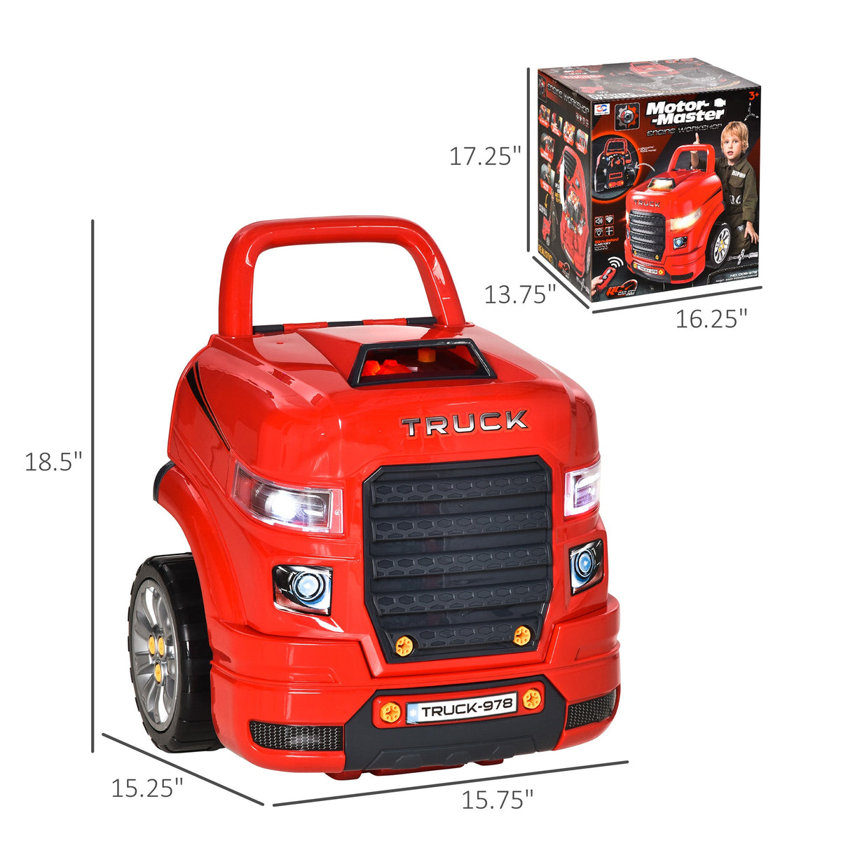 Mechanic Kids Truck Engine Toy Set, Car Service Play Set, Pink