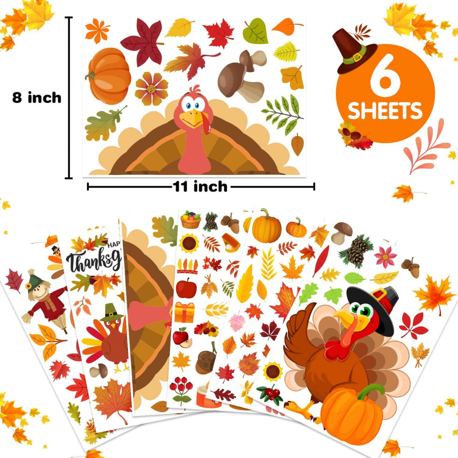 Thanksgiving Decorations, 158Pcs Thanksgiving Window Clings Stickers
