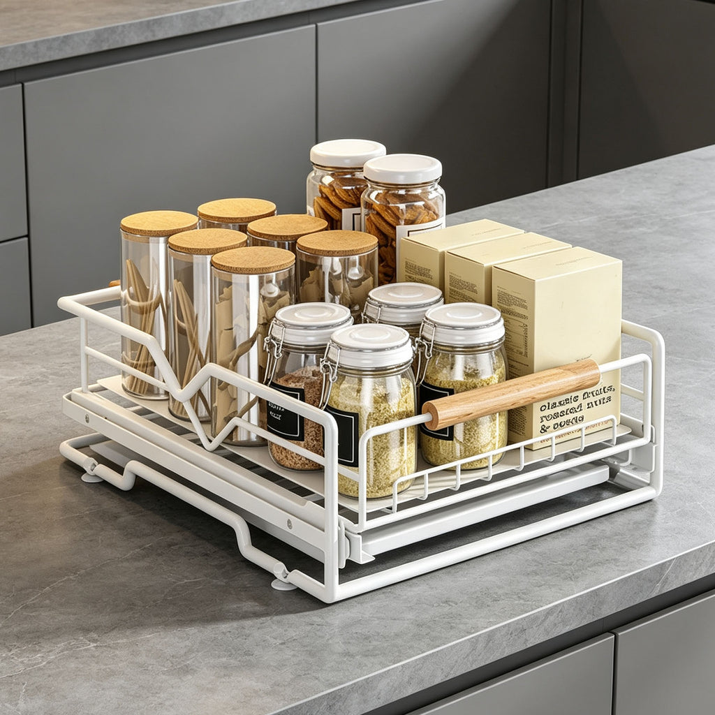 Pull Out Cabinet Organizer Iron Slide Out Storage Drawer Under Sink