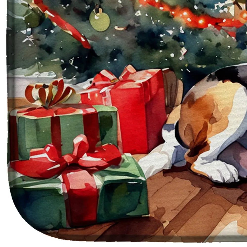 Basset Hound Cozy Christmas Dish Drying Mat Absorbent Dish Drying Mat