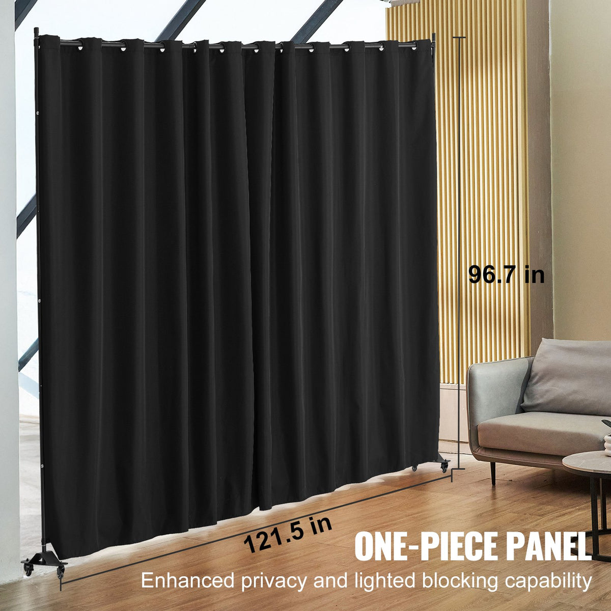 Room Divider, 96×120inch Portable Panel Room Divider With Wheels