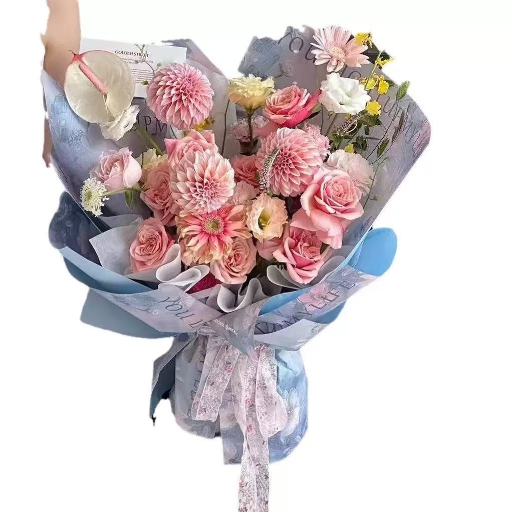 10 Sheet Of Double Sided Flower Wrapping Paper