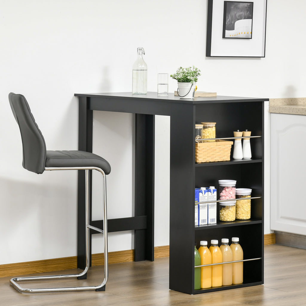 Modern Bar Table Counter Height Dining Table With 3 Storage Shelves