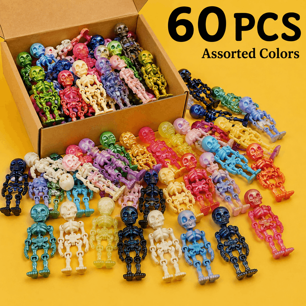 Halloween Mini Skeleton Figurines 30PCS 60PCS, Random Colors