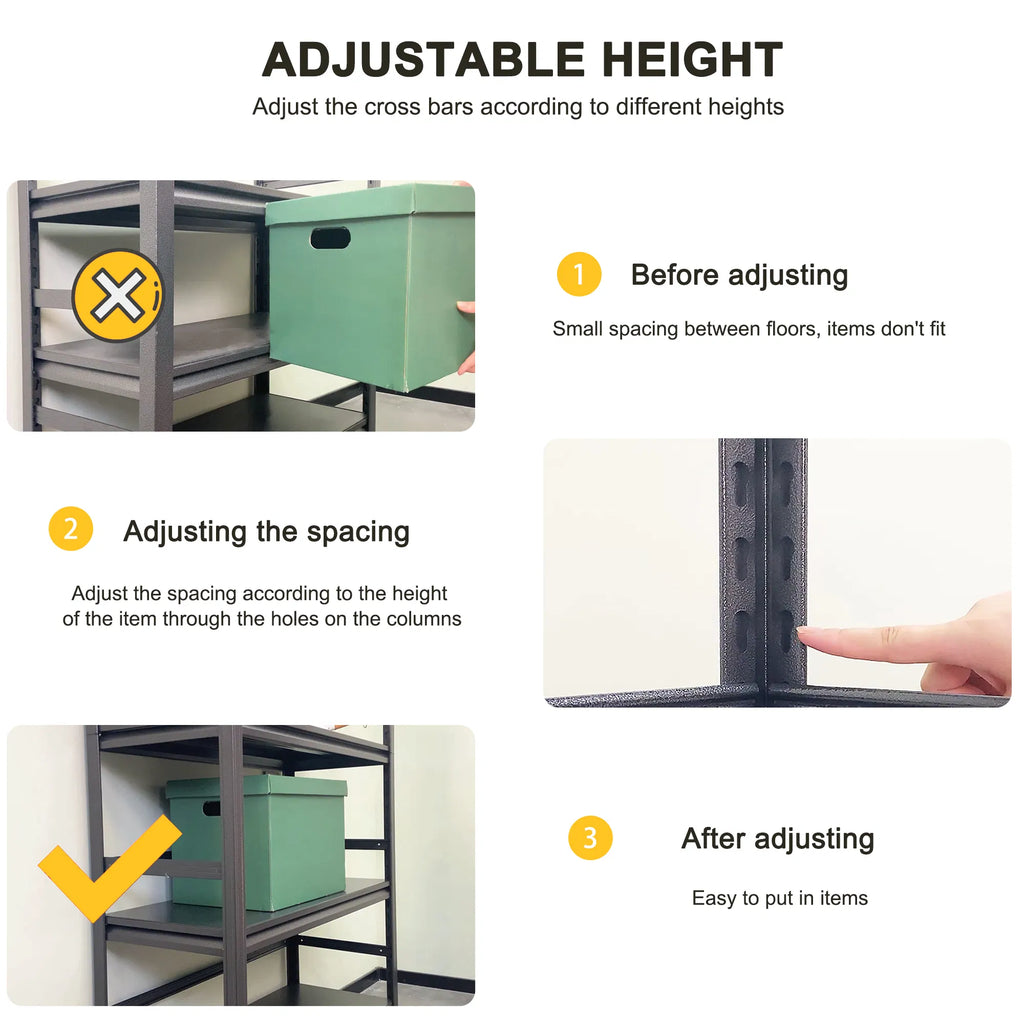 H72 * W35.4 * D15.7 Storage Shelves 5 Tier Heavy Duty Metal Shelving