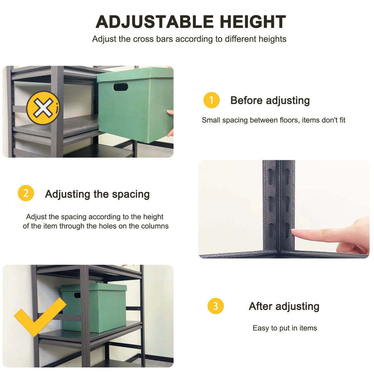 H72 * W35.4 * D15.7 Storage Shelves 5 Tier Heavy Duty Metal Shelving