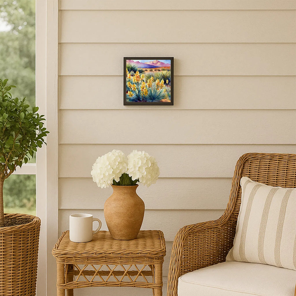 Mexico Yucca Flower In Watercolor Framed Metal Print Bathroom, Kitchen