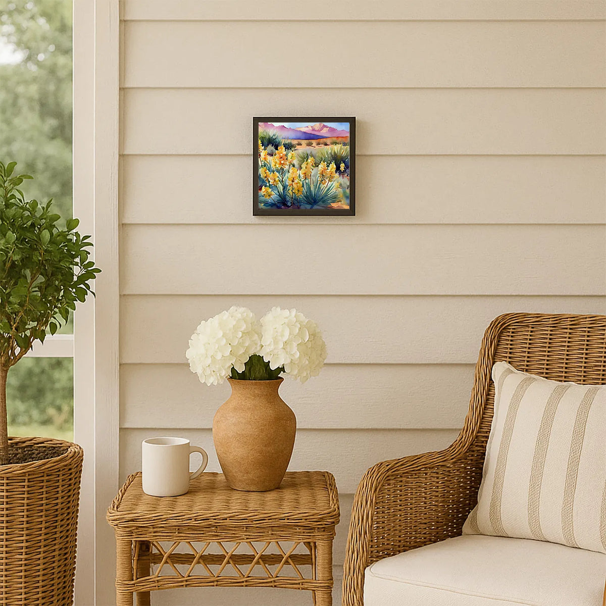 Mexico Yucca Flower In Watercolor Framed Metal Print Bathroom, Kitchen